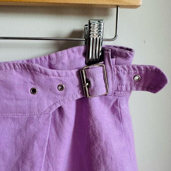 CARMAR Lavender Linen Mini Skirt with Belted Waist – Size Small - Picture 3 of 8